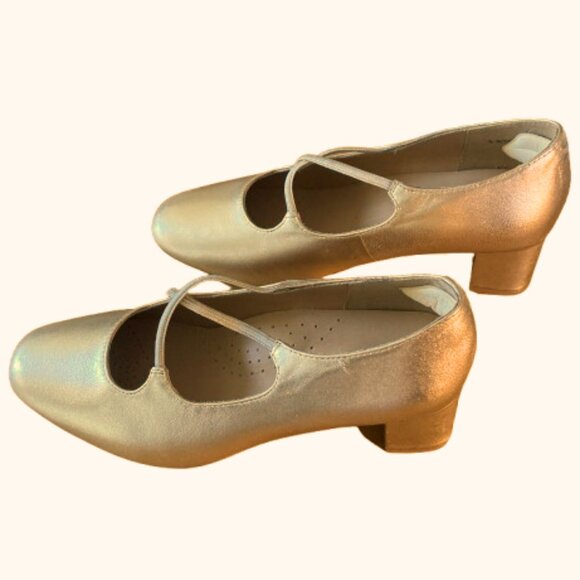 Trotters Women’s Pumps Demi Champagne Gold Block Heel Mary Jane Fancy, 9W, 9.5W - Picture 4 of 8